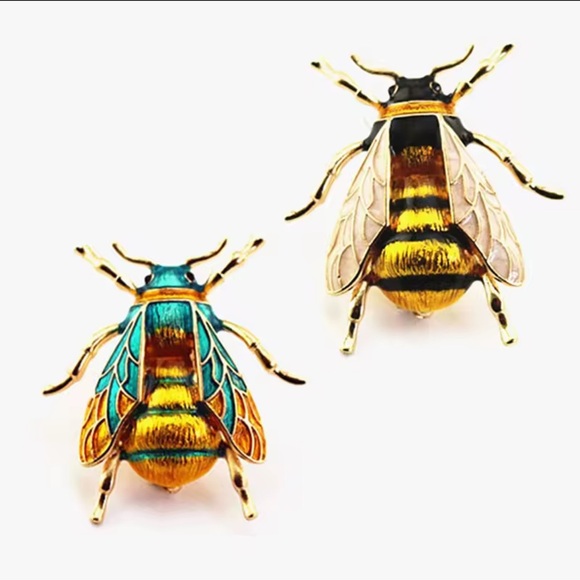 Anthropologie Jewelry - 2PCS Colorful Bumblebee Enamel Brooch Pin Set